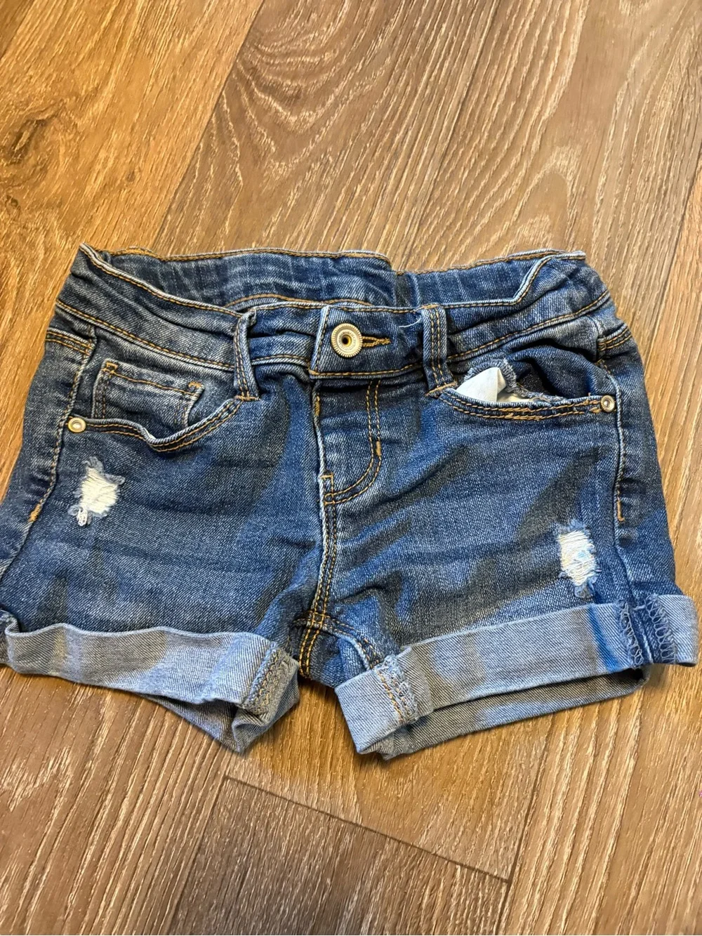 Classic Blue Denim girls Roll-Cuff Shorts
